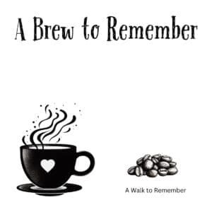 White ceramic coffee mug with "A Brew to Remember" quote printed in black text, a play on the movie title