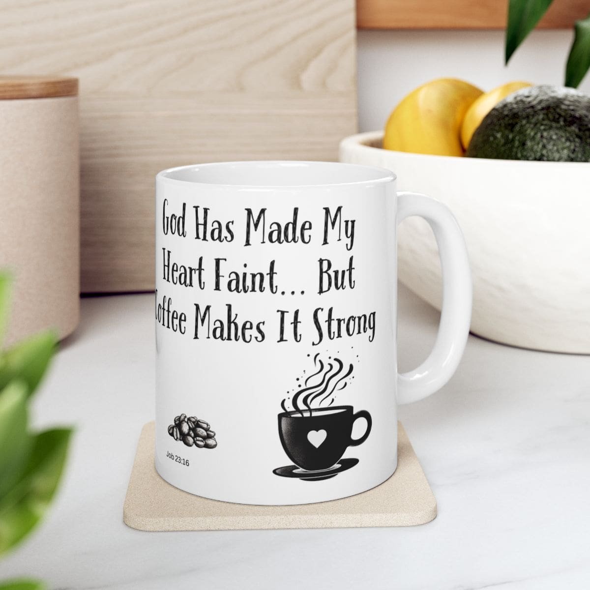 God Has Made My Heart Faint... But Coffee Makes It Strong | Ceramic Coffee Mug - Image 2