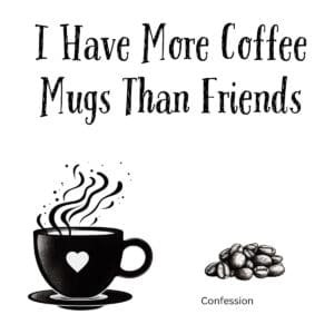 White ceramic coffee mug with black text reading I Have More Coffee Mugs Than Friends in modern sans-serif font