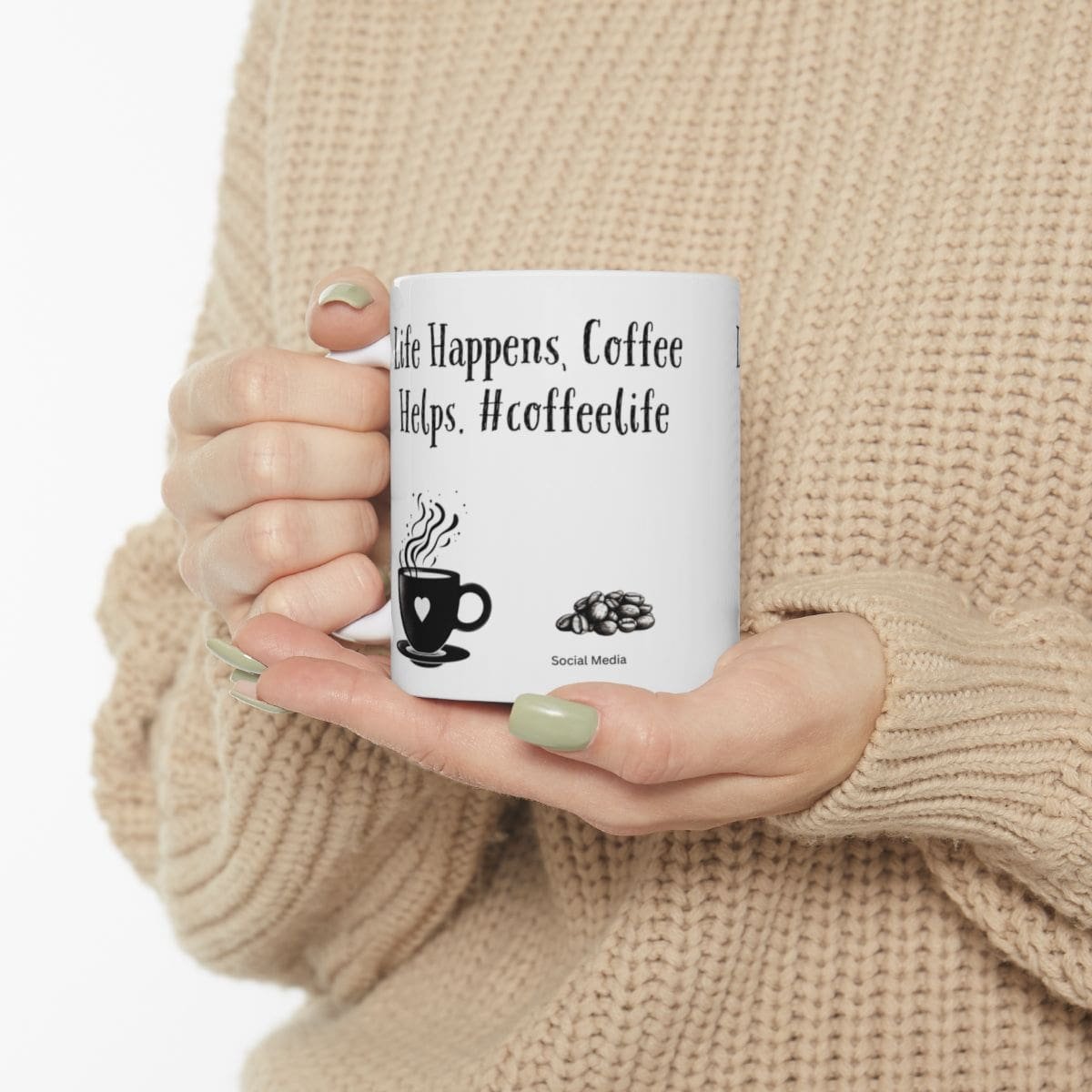 Life Happens, Coffee Helps. #coffeelife | Ceramic Coffee Mug - Image 3