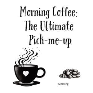 White ceramic mug with quote Morning Coffee: the Ultimate Pick-me-up in black text