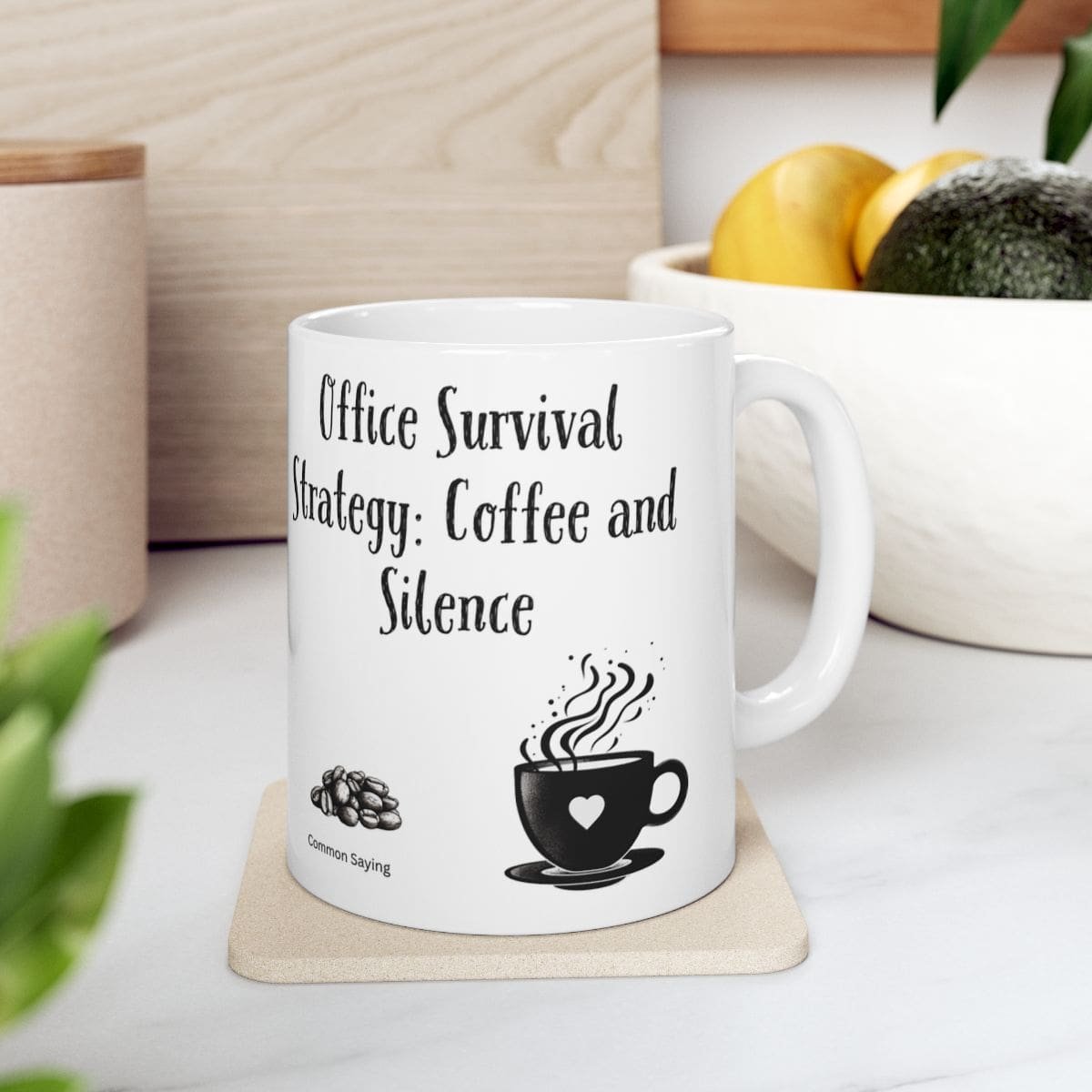 Office Survival Strategy: Coffee and Silence | Ceramic Coffee Mug - Image 2