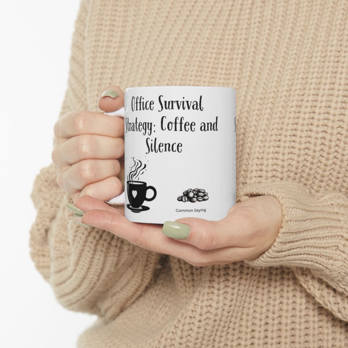 Office Survival Strategy: Coffee and Silence | Ceramic Coffee Mug - Image 3