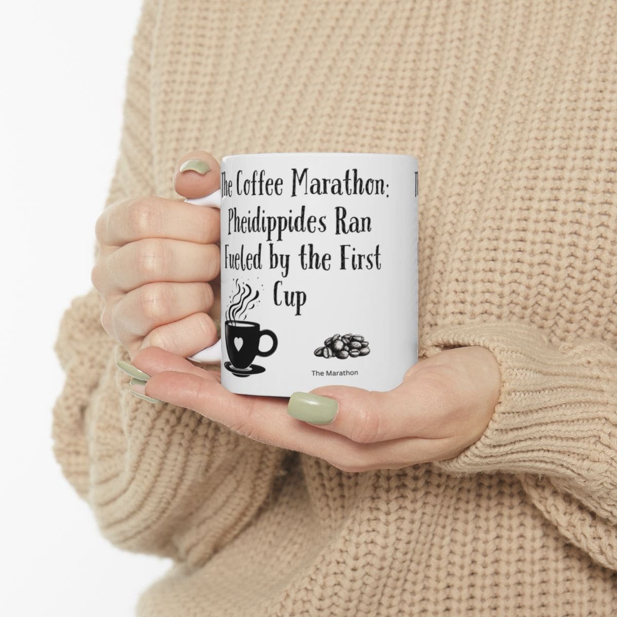 The Coffee Marathon: Pheidippides Ran Fueled by the First Cup | Ceramic Coffee Mug - Image 3