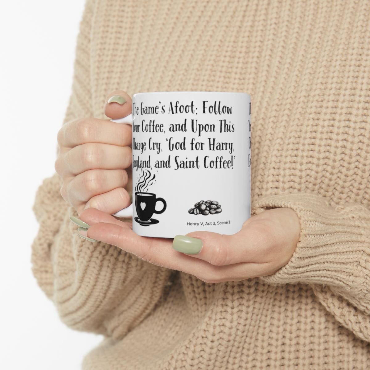 The Game's Afoot: Follow Your Coffee, and Upon This Charge Cry 'god for Harry, England, and Saint Coffee!' | Ceramic Coffee Mug - Image 3